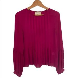 Artelier Anthropologie Nicole Miller 100% silk pink blouse